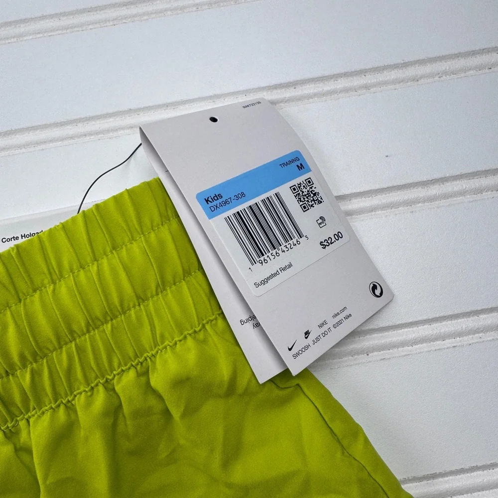 NEW Nike Youth Girls Loose Fit Lime Green Running Shorts